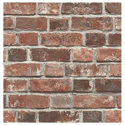 NextWall Distressed Faux Brick Peel and Stick Wallpaper (Red)