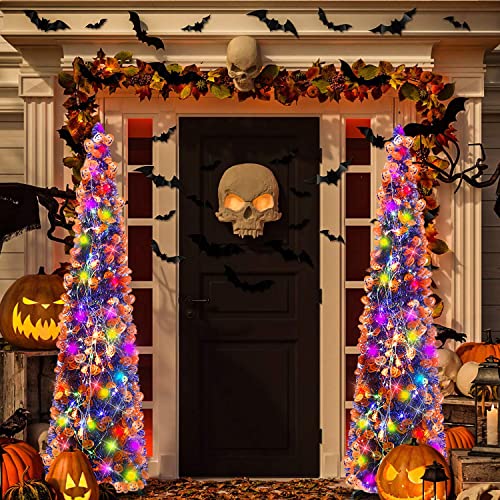 5' Halloween Christmas Tree, 5Ft Collapsible Pop Up Purple Tinsel Halloween Tree W/Sequins For Apartment Fireplace Corner, Unique Halloween Decoration #TOP6