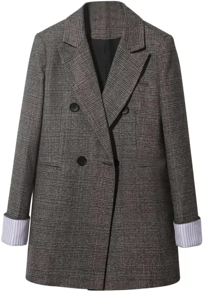 Plaid Small Suit Jacket Female Casual Retro Design Sense Small Suit Female Spring and Autumn