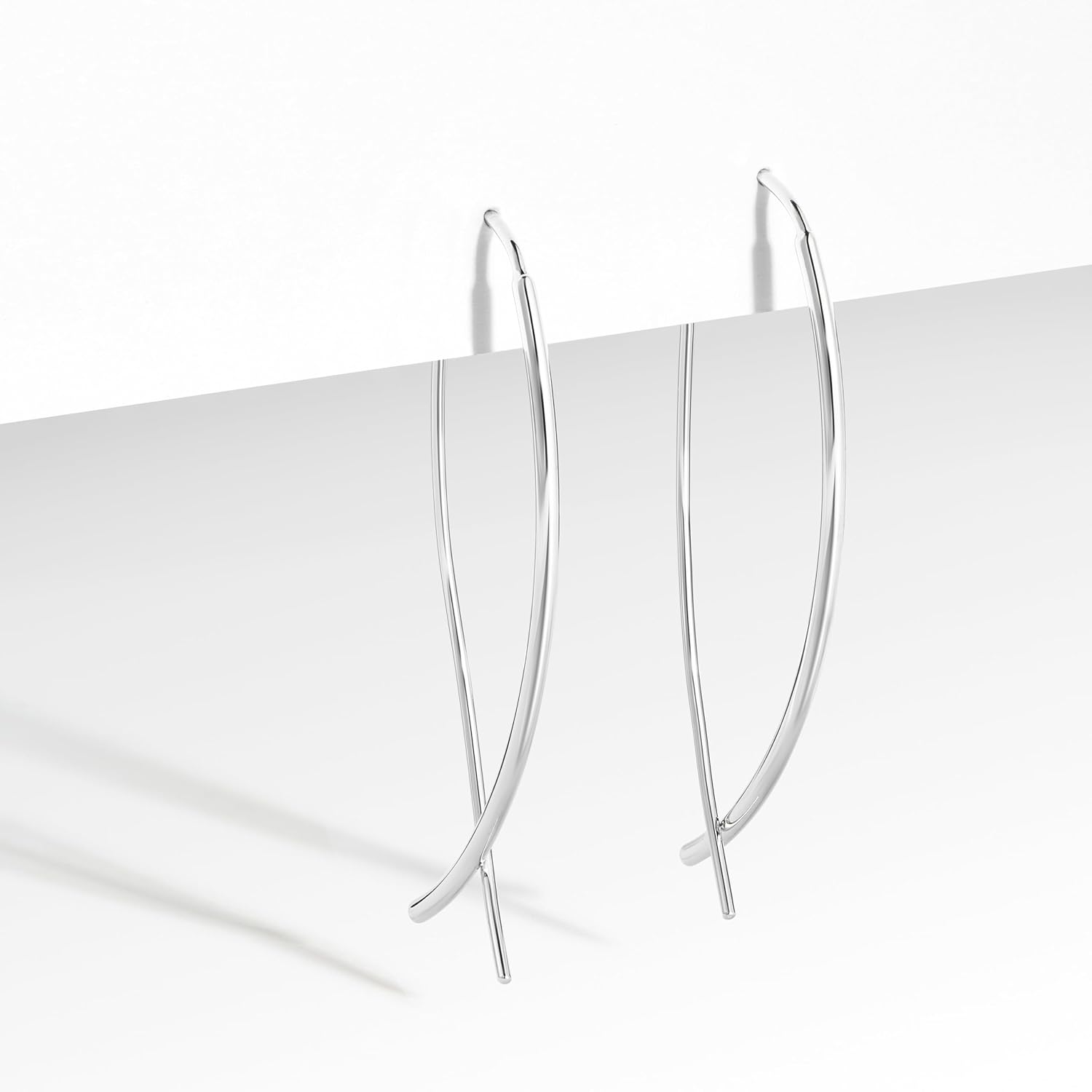 Amazon Collection 14k Rose Gold Plated Sterling Silver Hard Wire Threader Earrings - Image 4