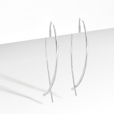 Amazon Collection 14k Rose Gold Plated Sterling Silver Hard Wire Threader Earrings