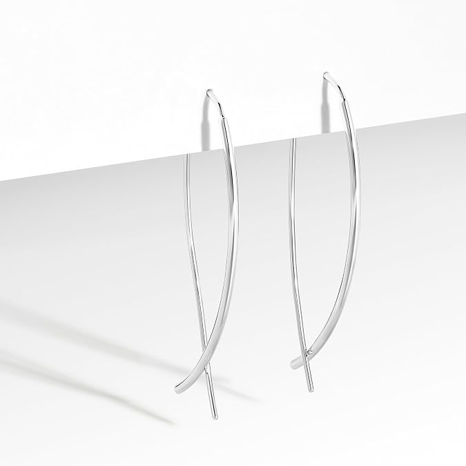 Amazon Collection 14k Rose Gold Plated Sterling Silver Hard Wire Threader Earrings