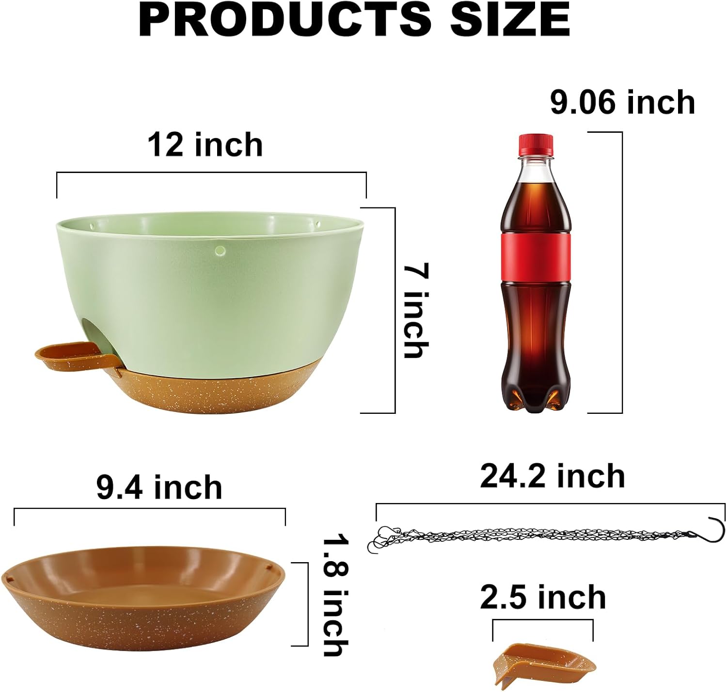 12 inch Hanging Planters for Indoor Plants, 2 Pack Self-Watering Hanging Planter Pots with Chain and Drainage Holes, Outdoor Plastic Hanging Baskets for Garden Home Decor