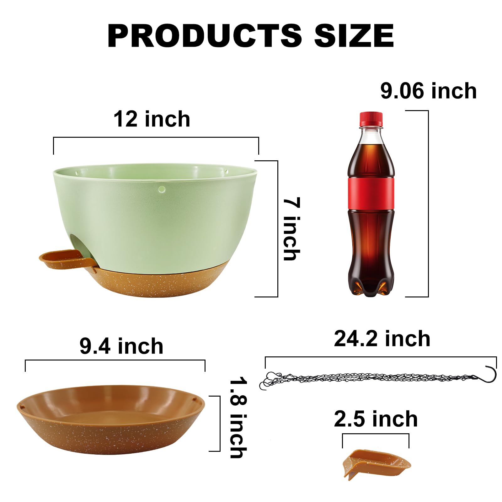 Lot de 2 pots de fleurs suspendus pour plantes d'intérieur, pots de fleurs à arrosage automatique avec chaîne et trous de drainage, paniers suspendus en plastique pour jardin et décoration d'intérieur
