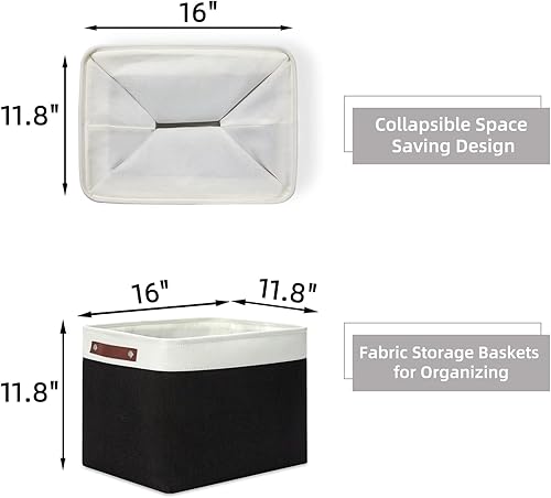 Vista 285 de HNZIGE - Canastas pequeñas de tela para organización (paquete de 6) canastas plegables de almacenamiento para estantes, armarios, lavandería, Asas