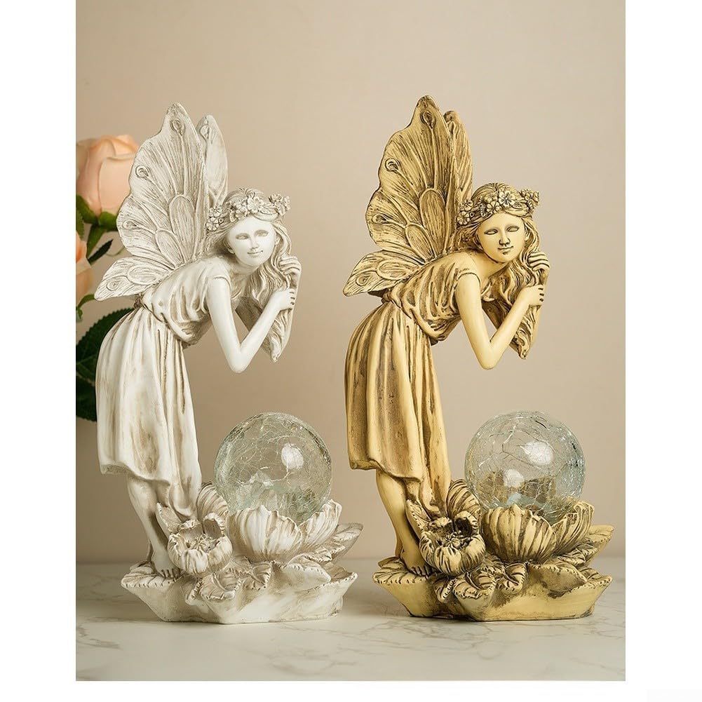 Statua per solare Esterno Fata dei Fiori in Resina per dura Statua(Retro)