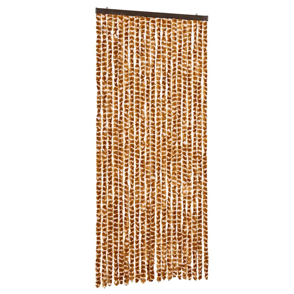 vidaXL Fly Curtain, Fly Screen for Window Living Room Doorways, Door Curtain for Decorations, Fly Blind, Ochre and White 90x200 cm Chenille