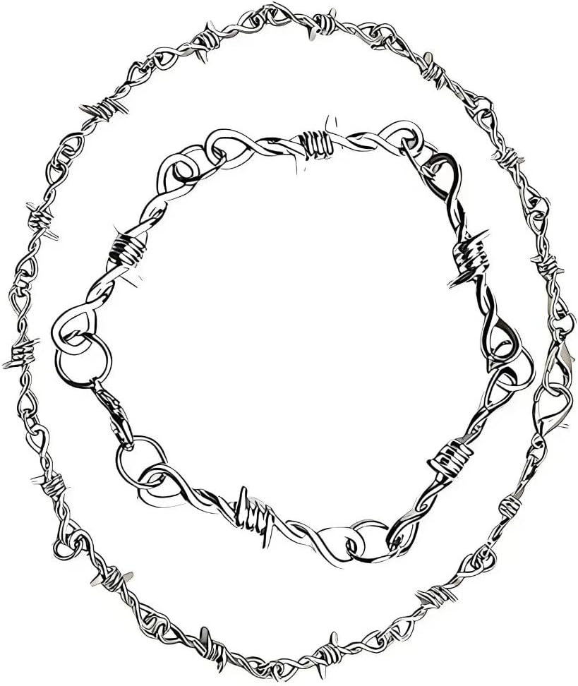 Collana e Bracciale Filo Spinato Grunge Punk Unisex