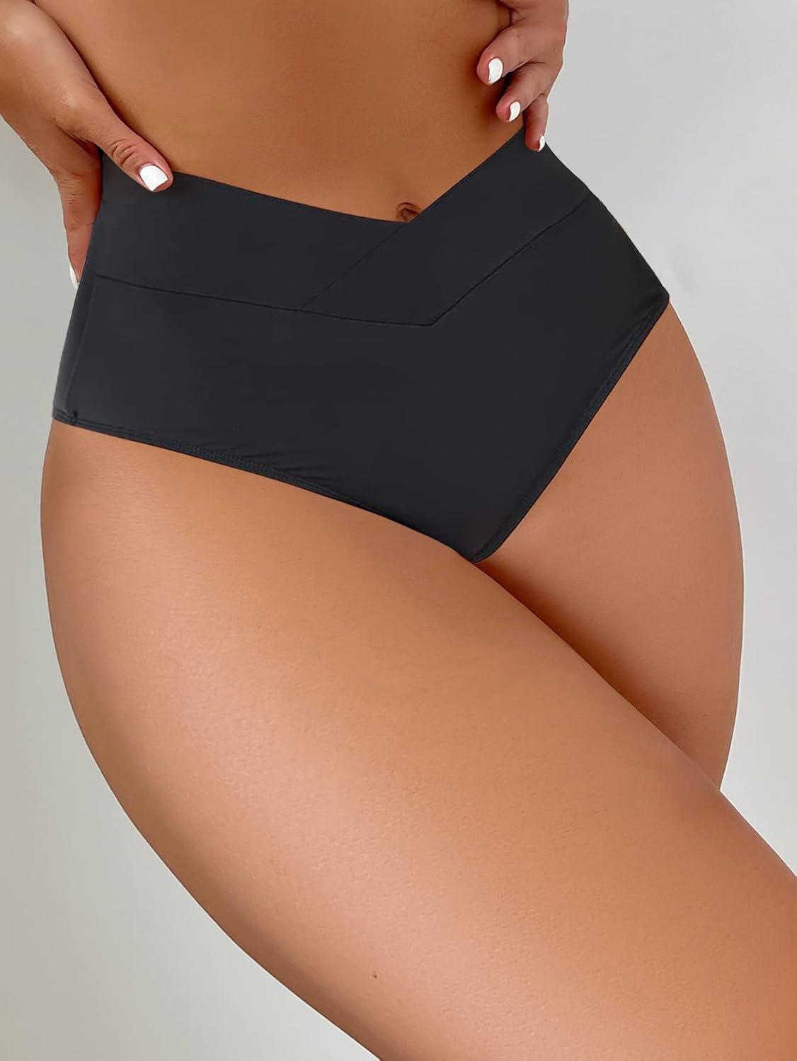 HYTENSUN Women's Bikini Bottom High Waisted V Cut Swimsuit Twist Front Cheeky Swim Bottoms - Image 4