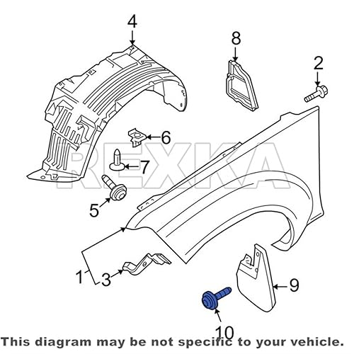 Miniatura 5 de Rexka 10 tornillos de revestimiento de guardabarros para Nissan Infiniti 01454-N5061 Cube Murano Pathfinder Quest Rogue Sentra Versa