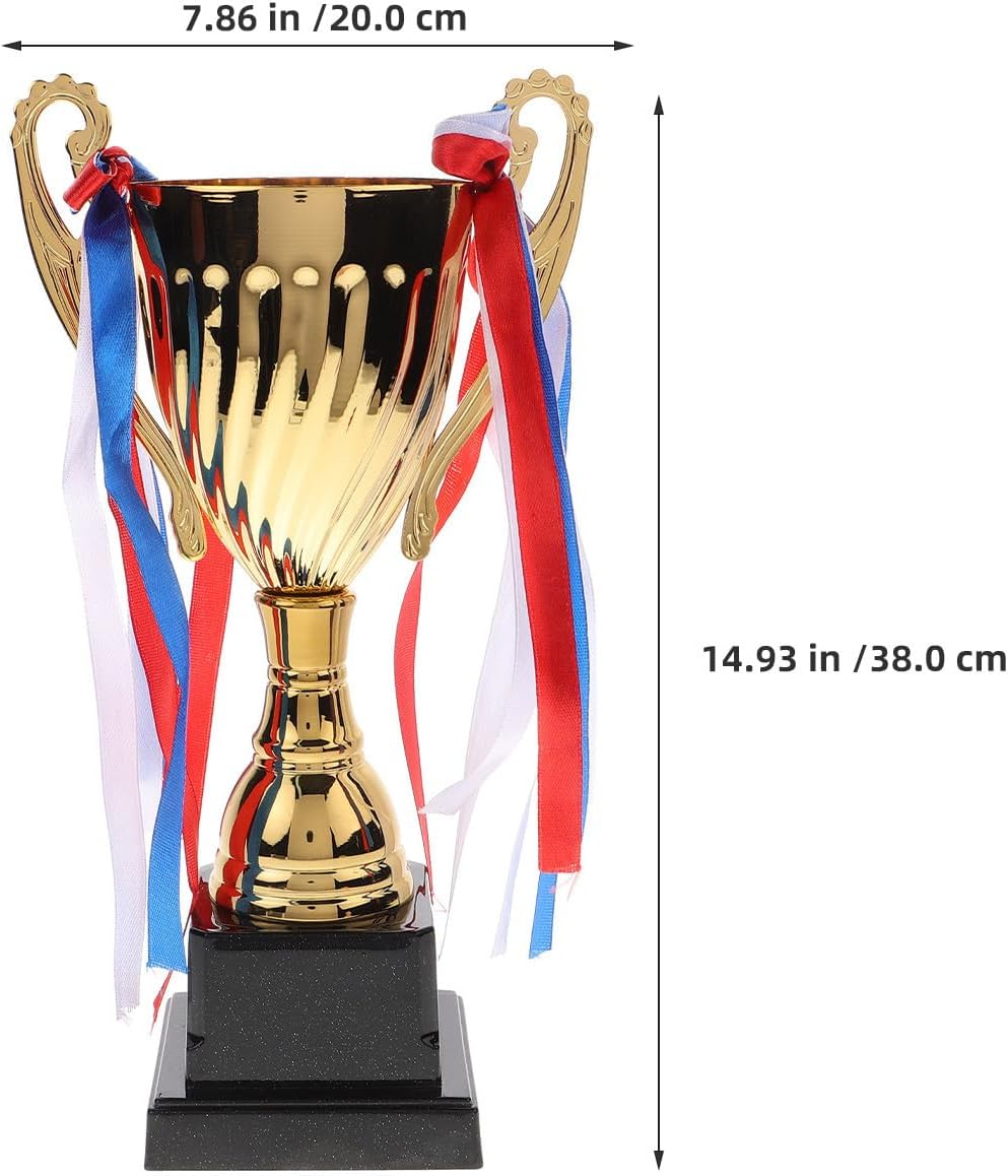NUOBESTY Trophy Cup, 38cm Gold Large Trophy Award for Sports, Competitions, Tournaments, Party Favors, Prize Winners, Game Rewards