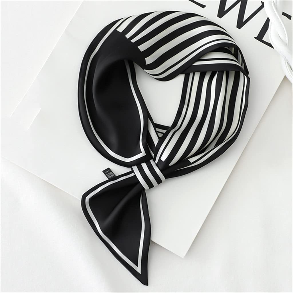 Bufanda de Mujer Bufanda Cuadrada Estampado de Corbata de Pelo Pañuelo de Seda Satinada Pañuelo de Cabeza para Mujer Bufanda de Seda de Tira Larga pequeña (E 11 * 125CM)