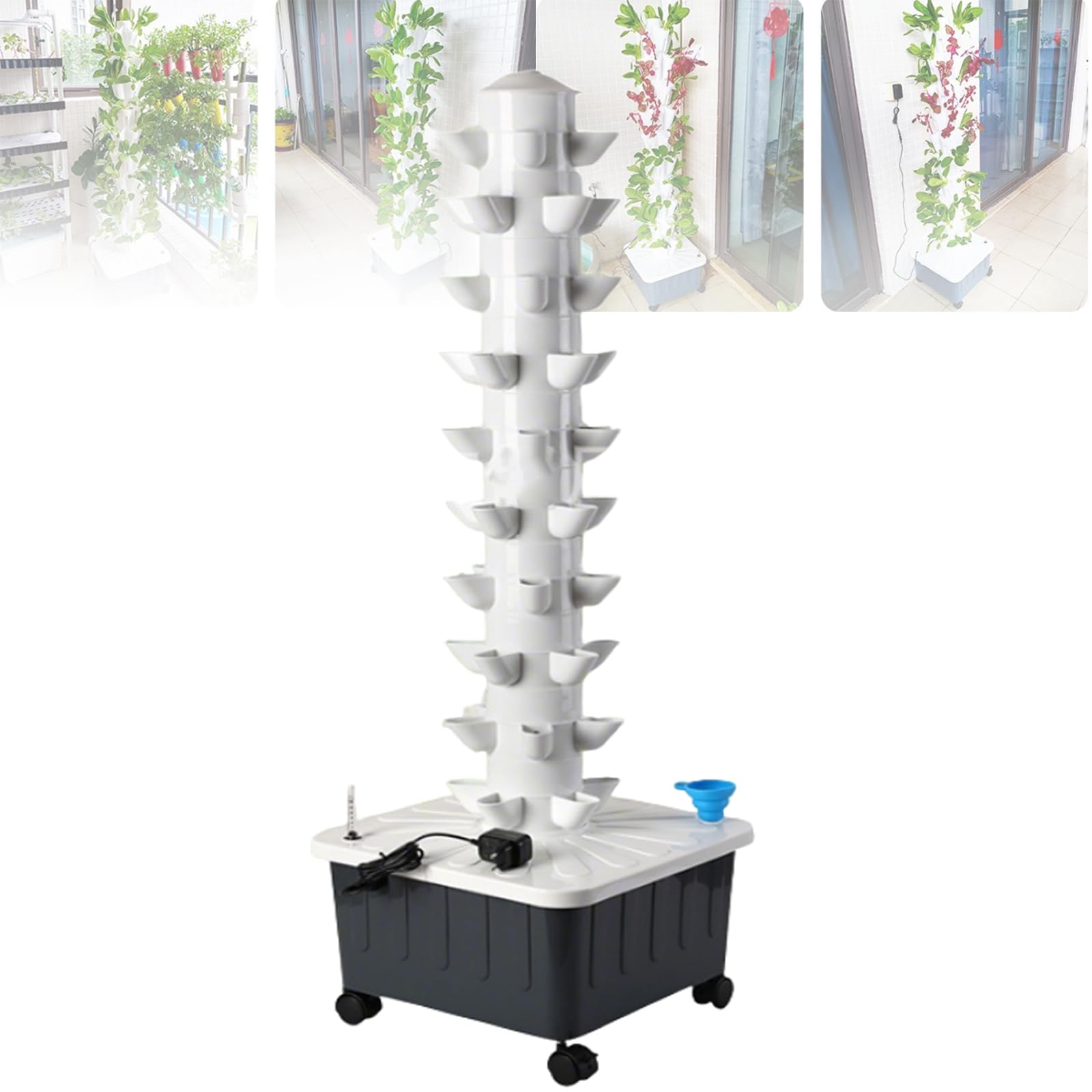 Potager vertical hydroponique pour balcon et serre avec 45 trous et alimentation périodique