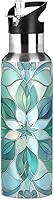 Vista 15 de ALAZA Botella de agua con diseño de flor de almendra con tapa de pajilla, botella térmica de acero inoxidable aislada al vacío, botella de agua