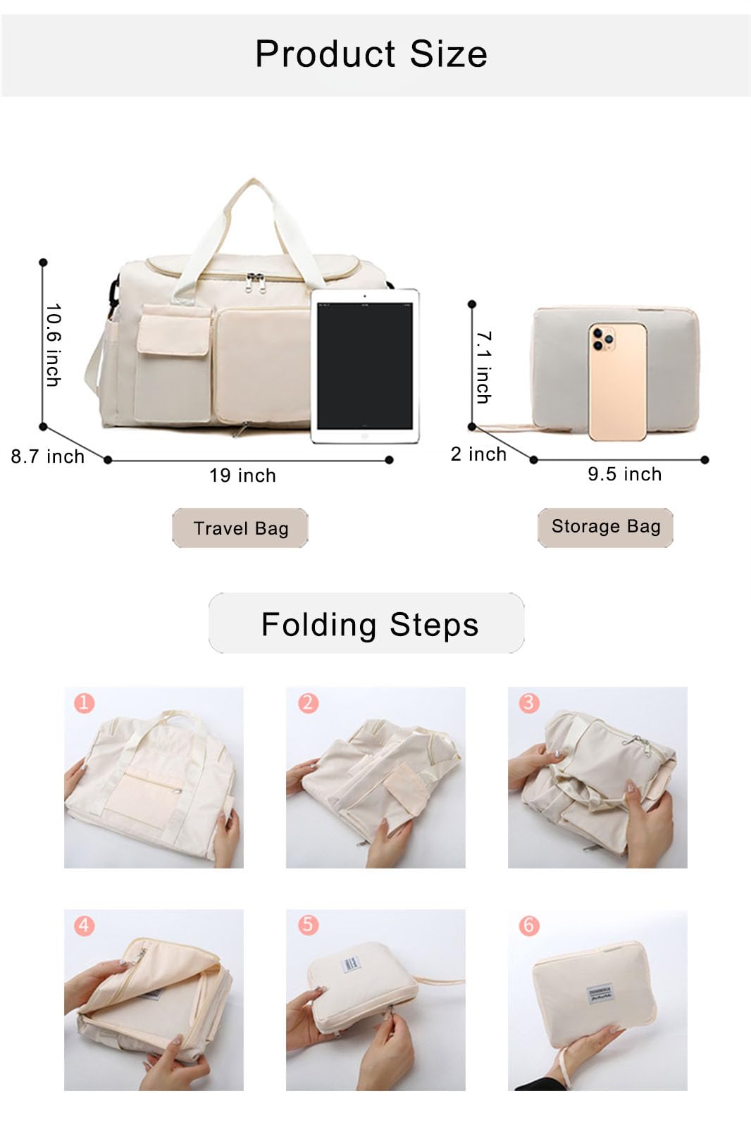 Borsone multiuso pieghevole da 20 l, per palestra, yoga, borsa da viaggio, organizer da viaggio, borsa da cabina, scomparto per asciutto e bagnato, Vino rosso, Casual moderno