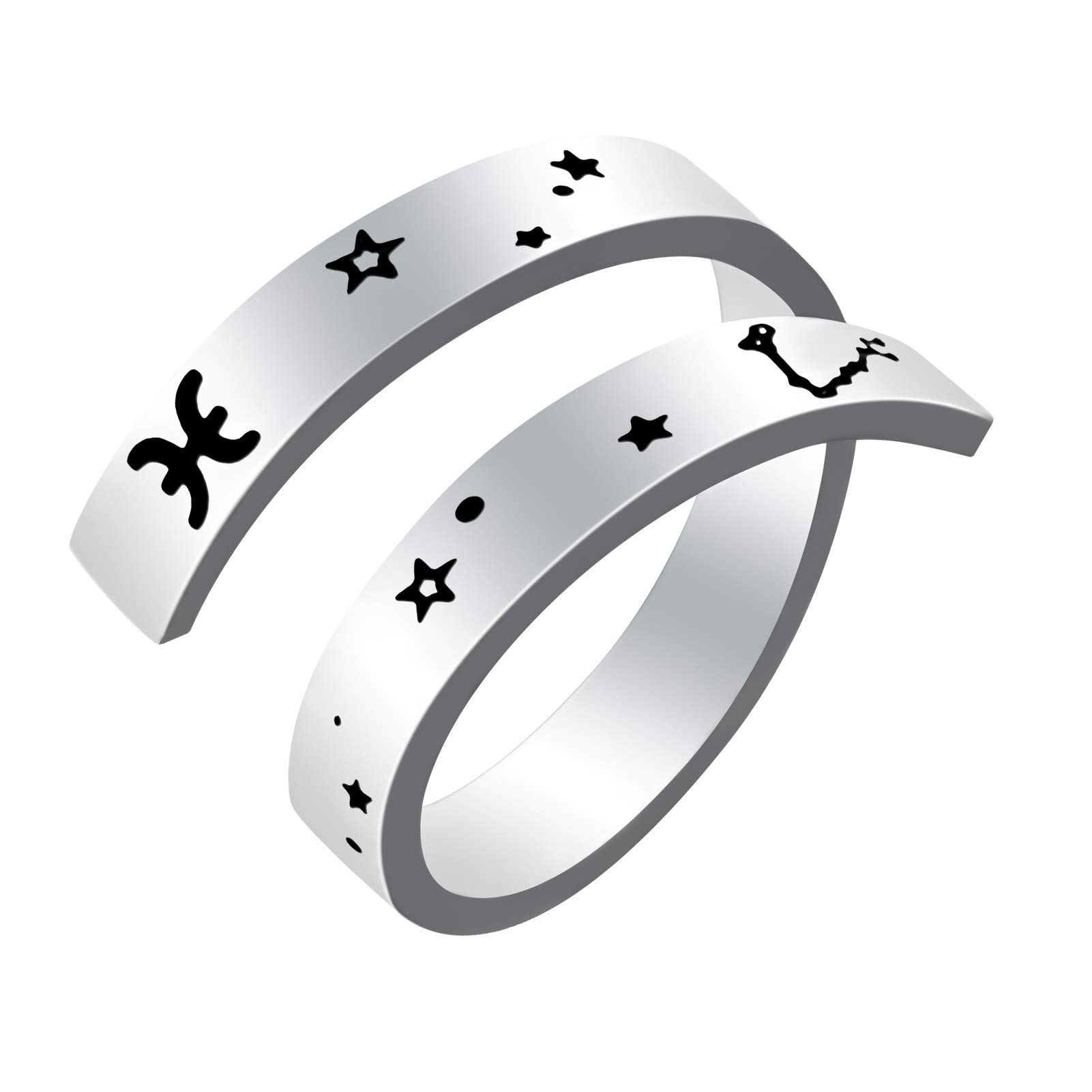 Kucheed Anillo del Zodiaco para Mujeres y Hombres, Grabado de Acero Inoxidable,Moda Tamaño de Constelación Anillos Abiertos Ajustables,Horóscopo,Astrología,Declaración,Joyería,Regalo de Cumpleaños