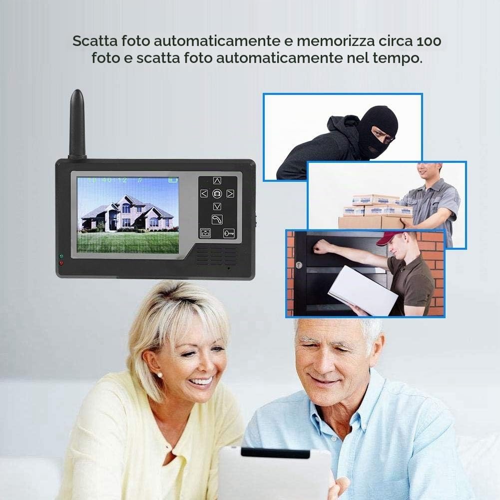 Videocitofono Senza Fili, Videocitofono Smart, Video Citofono, 2,4 GHz Wireless Wave elettromagnetico Schermo TFT a colori 3,5 pollici Schermata vivavoce/Interfono Bidirezionale(1V1)