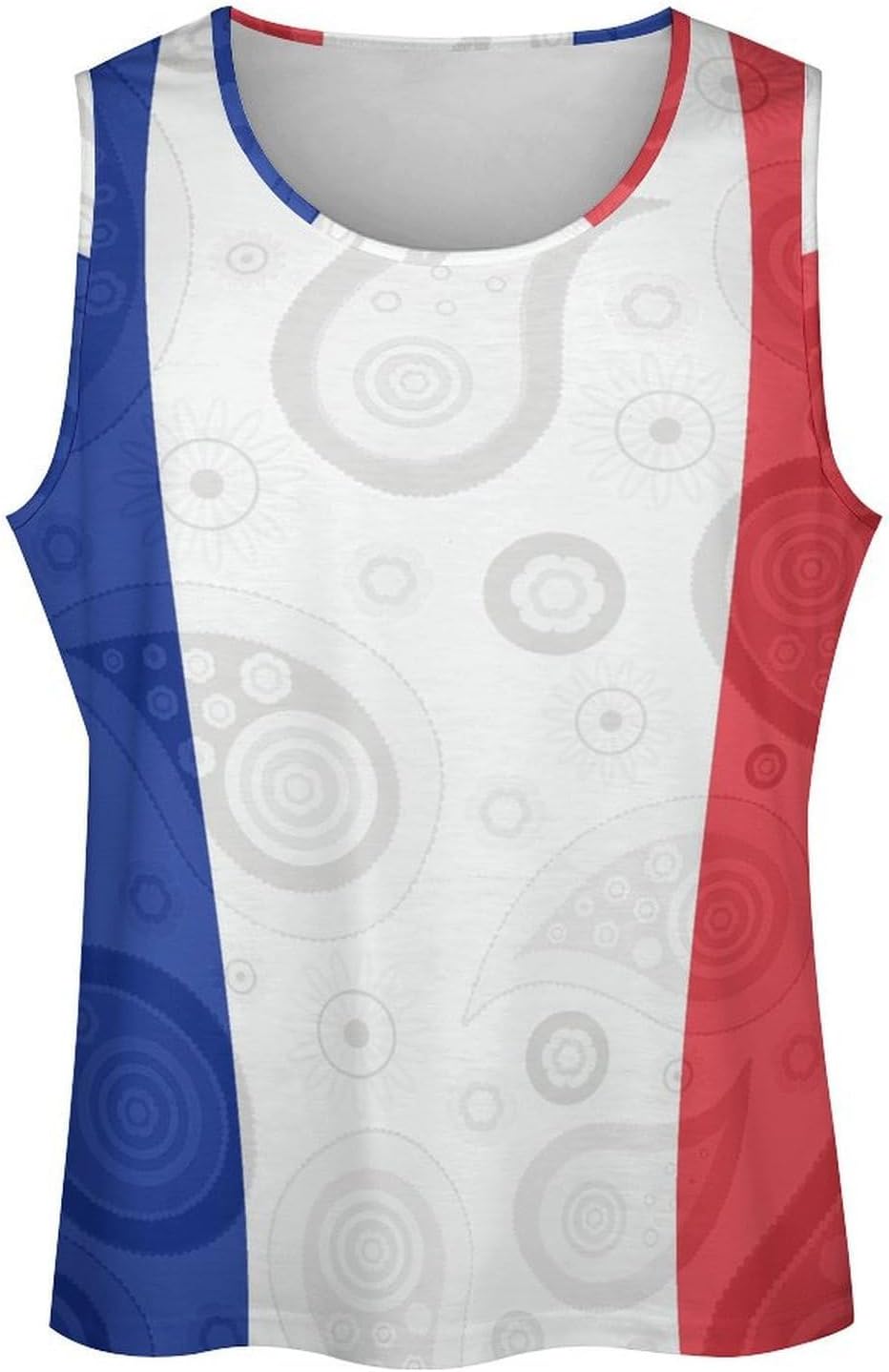 France Flag Paisley French Mens Tank Tops Sleeveless Muscle Shirts Beach Casual Gym Shirt Vest Tee Tops