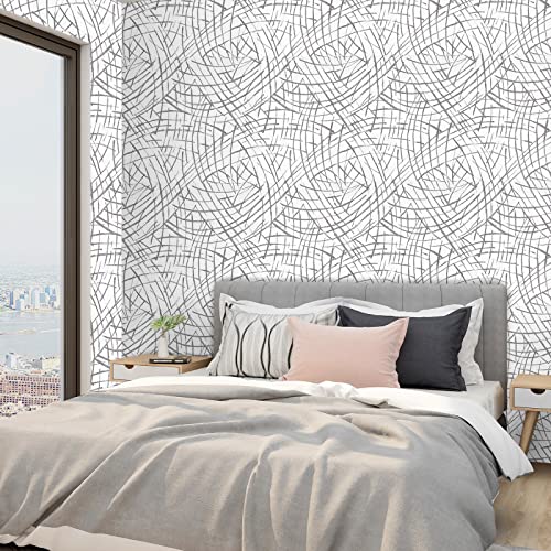 Sunbaby Peel And Stick Wallpaper Removable : Abstract Self-Adhesive Wallpaper Grey Cat Paw Pattern Decorative Wallpaper (17.7'' * 118.1'') #TOP2