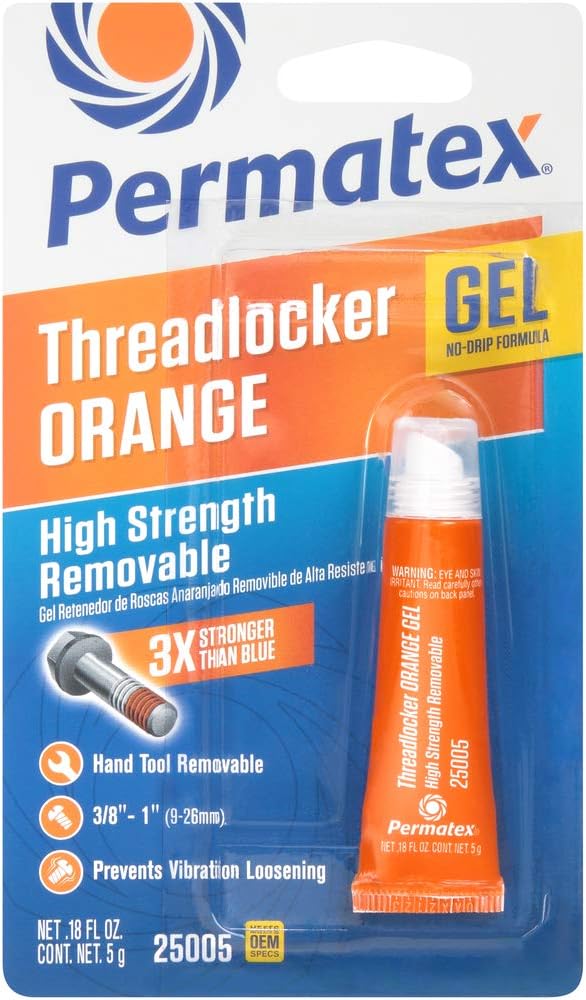 25005 High Strength Removable Threadlocker Orange Gel, 5 g
