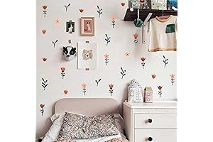 Retro Small Flower Wall Decals Boho Flower Wall Decals for Girls Bedroom
