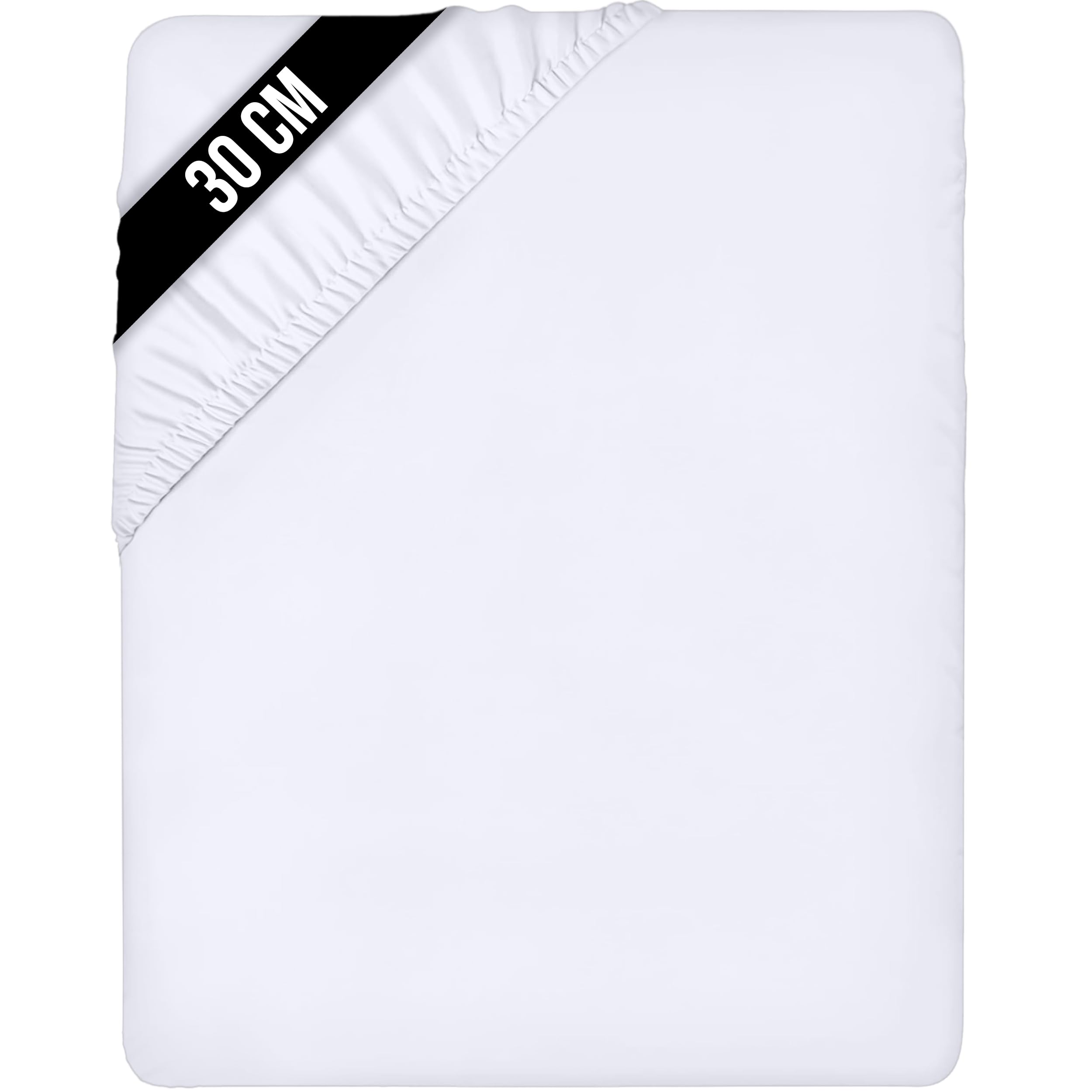 Utopia Bedding Lenzuolo con Angoli, Una Piazza - 90x190x30 cm - Bianco - Microfibra di Poliestere Spazzolato - Lenzuolo Sotto con Angoli Elasticizzato