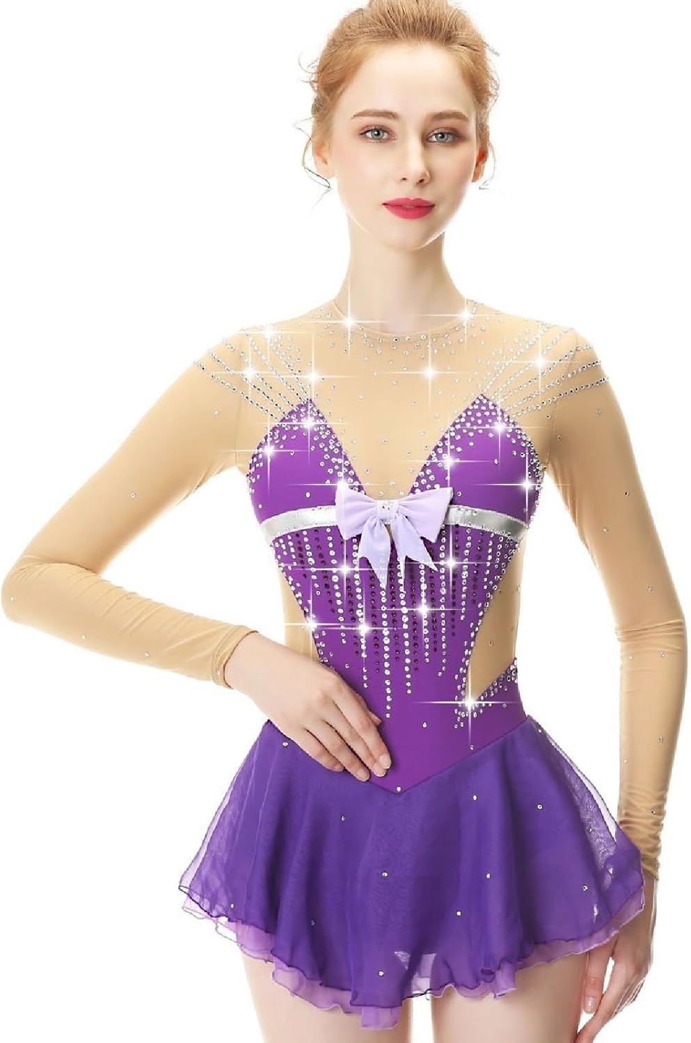 Figure Skating Clothing for Women Girls One Piece Dress Roller Ice Skating Costume