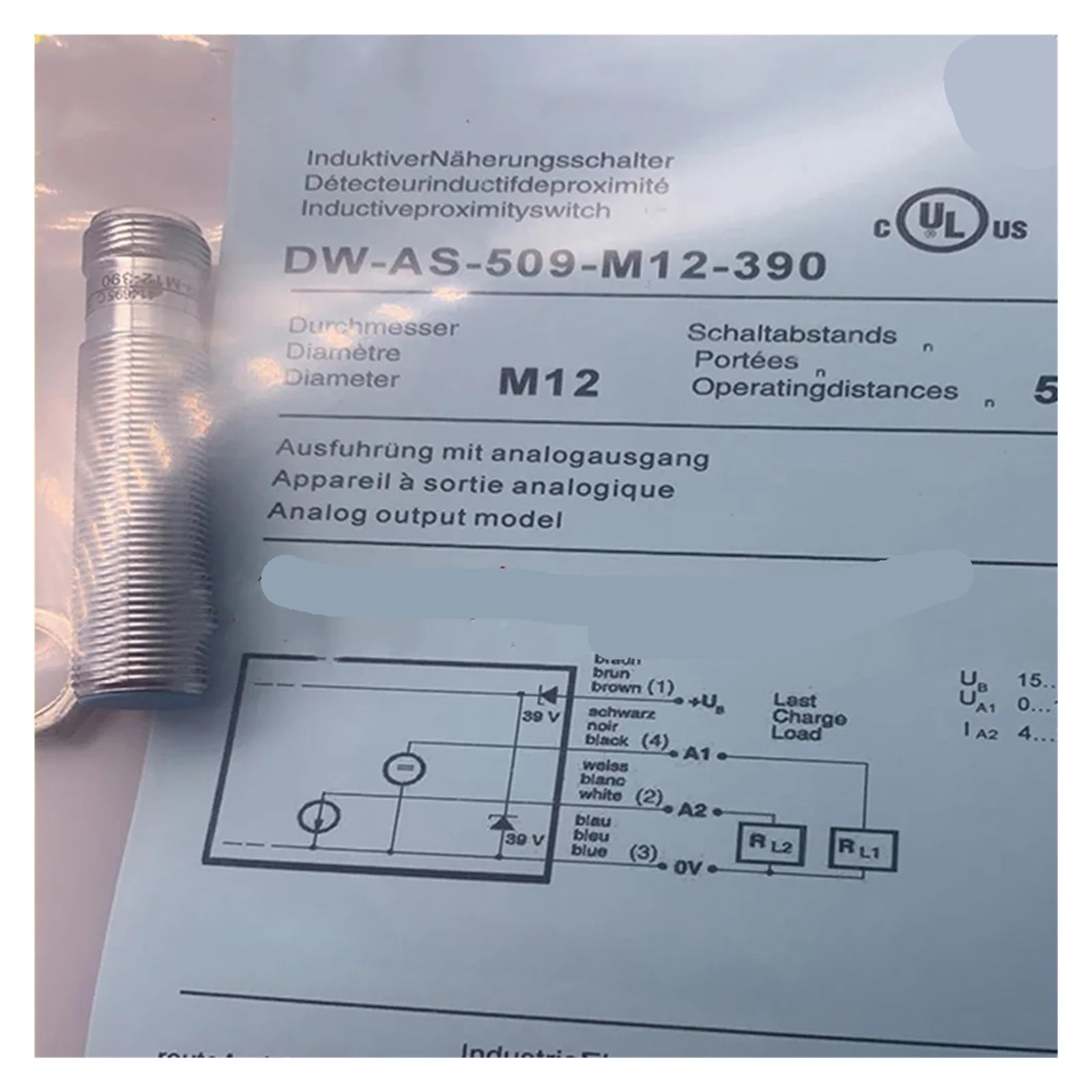 UITGVDQAT 2pcs Analog sensor DW-AS-509-M12-390 DW-AD-509-M18-390 DW-AS-509-M18-390 DW-AD-509-M30-390 DW-AS-509-390
