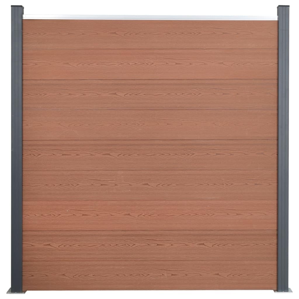 Juego de elementos para valla de WPC marrón, 526 x 186 cm, con aluminio y acero, protección visual y valla de jardín, incluye accesorios de montaje para terraza, balcón, jardín delantero y