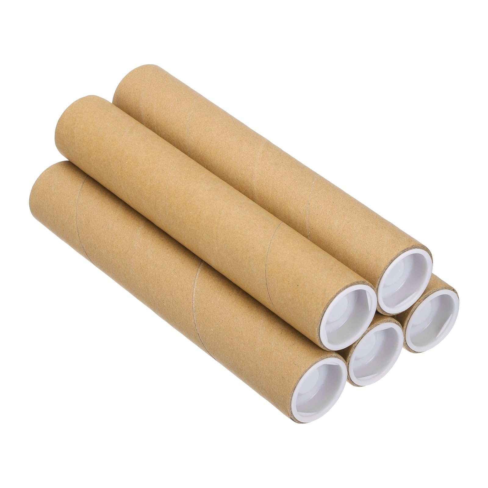 PATIKIL Postal Tube, (200 x 30mm, Brown) (5 Set) Kraft Mailing Tubes Poster Packaging Tube with Caps, Suit for - Shipping Storing Protecting Posters/Artwork Documents/Blueprint