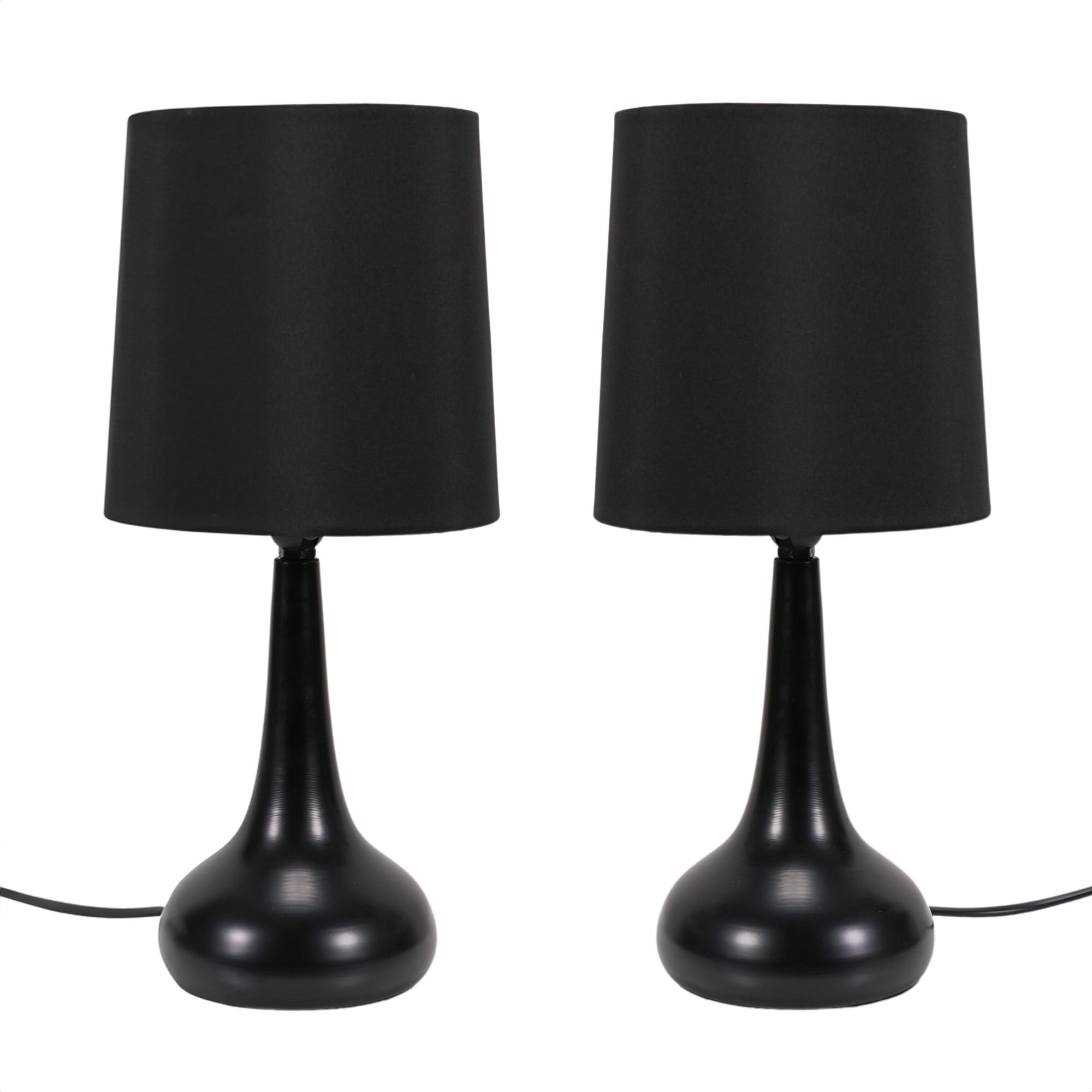 Valuelights Teardrop Touch Table Lamp With Black Shade And Bulb 2 Pack