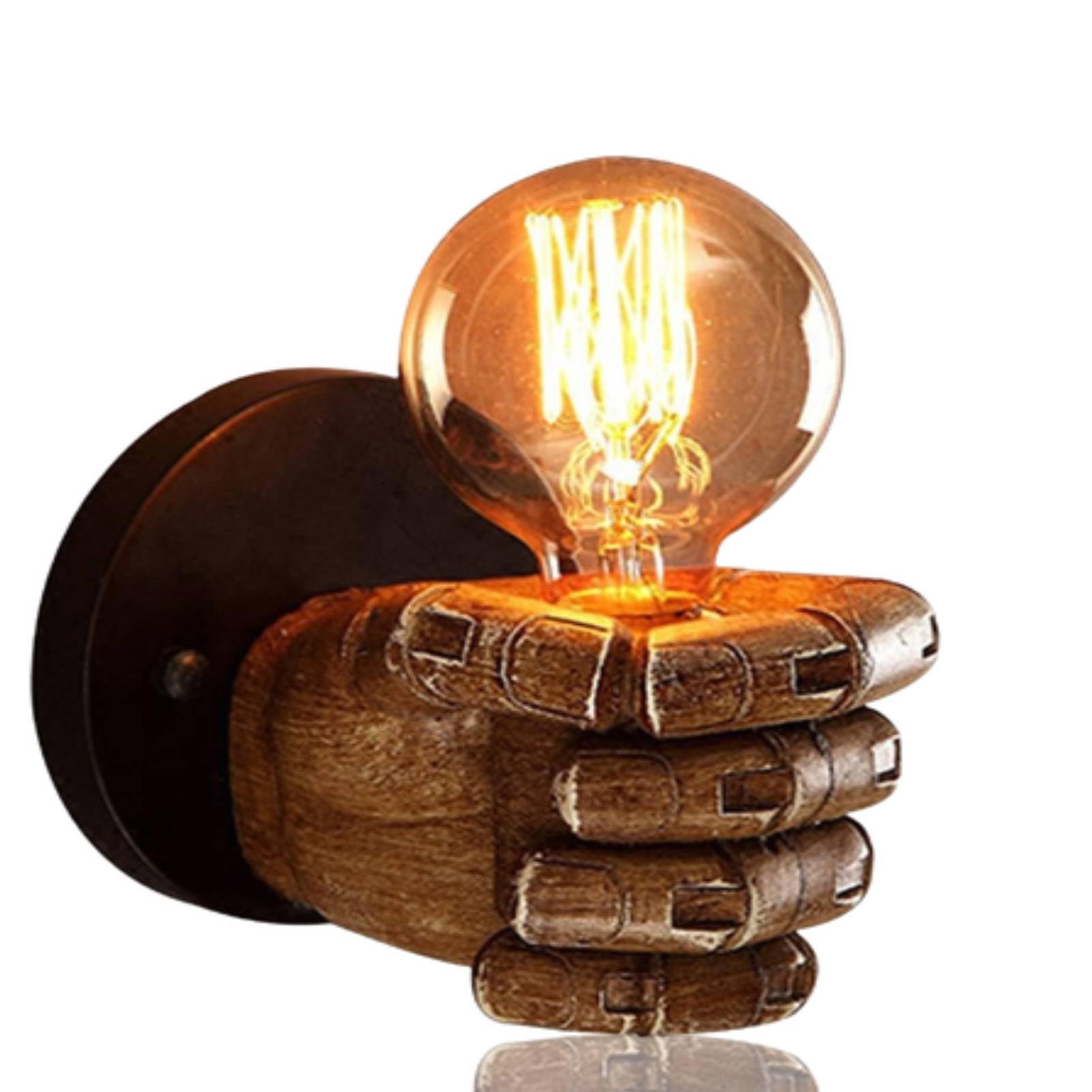 HERCHR Retro Wall Lamp,Table Lamp Base Retro Fist Shape Wall Lamp Holder Wall Sconce Lamp Base Holder Wall Light Wall Art Decoration for Bar Restaurant Cafe(A) โ image 1