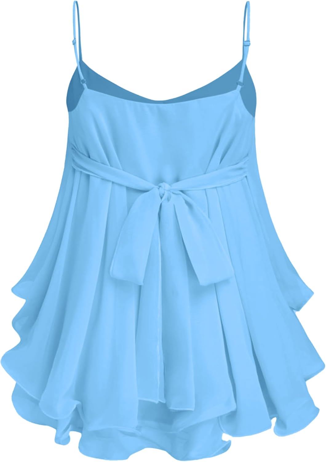 Womens Summer Babydoll Peplum Cami Tops Chiffon Ruffled Flowy Tank Top Sleeveless Trendy Casual Camisole - Image 4