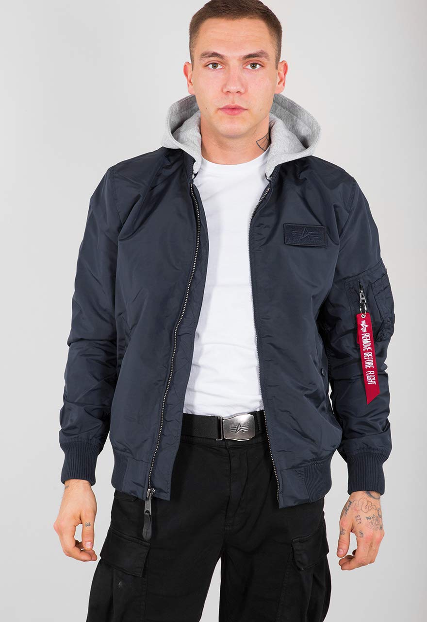 Alpha Industries Men's Bleu Hooded Bomber Ma-1 Tt