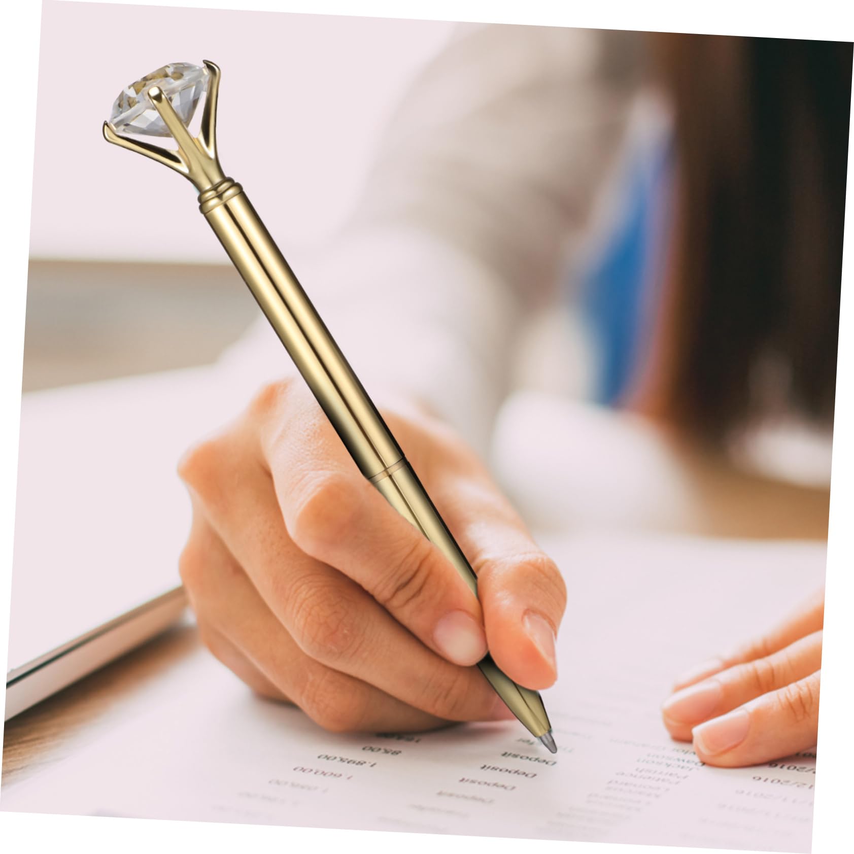 jojofuny 6pcs Diamond Ballpoint Pens Fountain Pen Office Decor s with Diamonds on Top Stress Ball Bridal Shower s Office s for Women Writing Tool Metal - Image 2