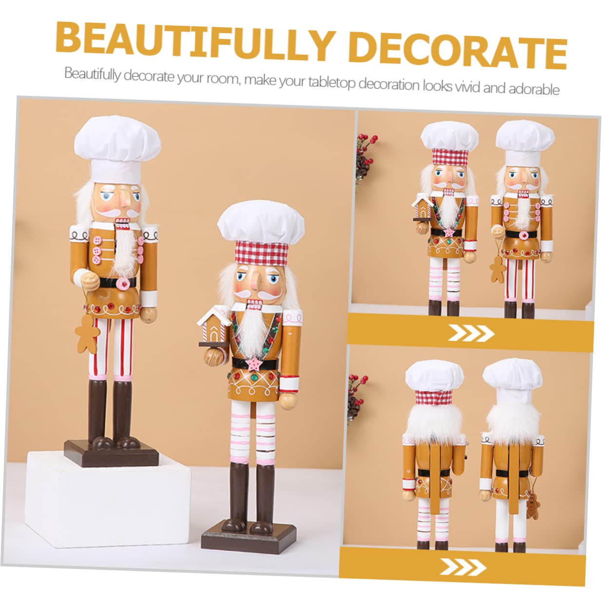 Zerodeko Schiaccianoci in Legno Natalizio Figura di Schiaccianoci Decorativa Ornamento da Tavolo per Feste di Natale Statua in Legno per Casa e Giardino