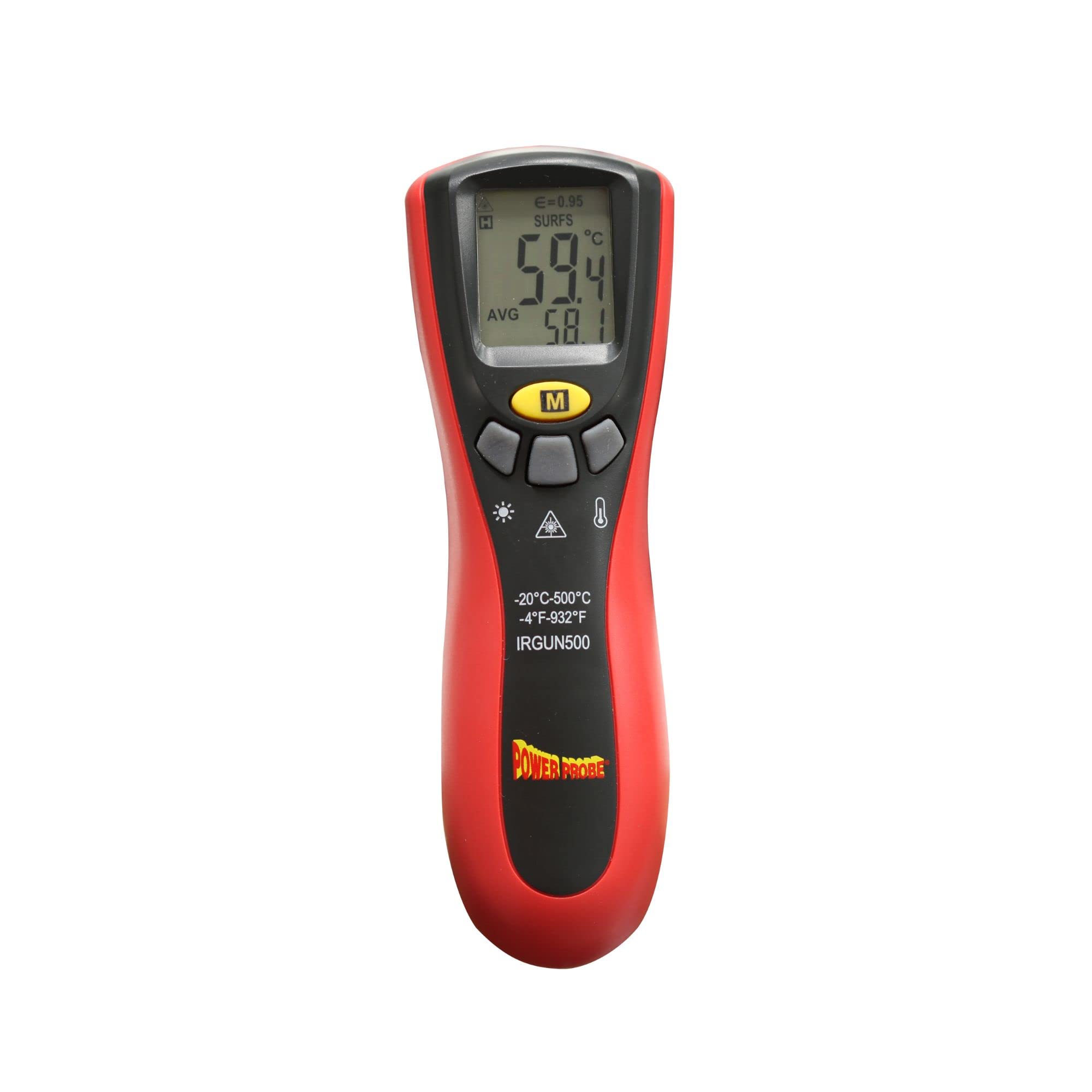 Power Probe IRGUN500 Termometro a infrarossi senza contatto, uso industriale da -20°C a 500°C visualizza valori MIN/MAX/Media con display retroilluminato