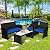 Tangkula 4 Pieces Patio Wicker Conversation Furniture Set, Patiojoy Sofa & Table Set w/4 Seats, Outdoor Rattan Sofa Set for Balcony Backyard, Wicker Chair Set with Tempered Glass Coffee Table