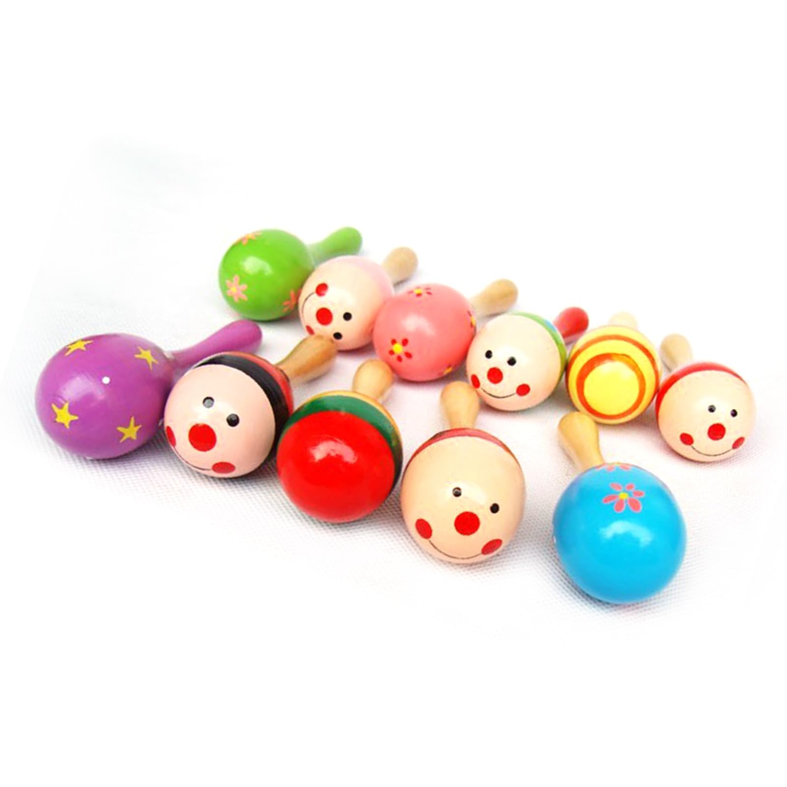 Wooden Maracas,Wood Festival Maracas, Cartoon Fiesta Maracas for 0 to 3 Years Old Toddler, Kids Toy Designs Noisemaker Party Decorations