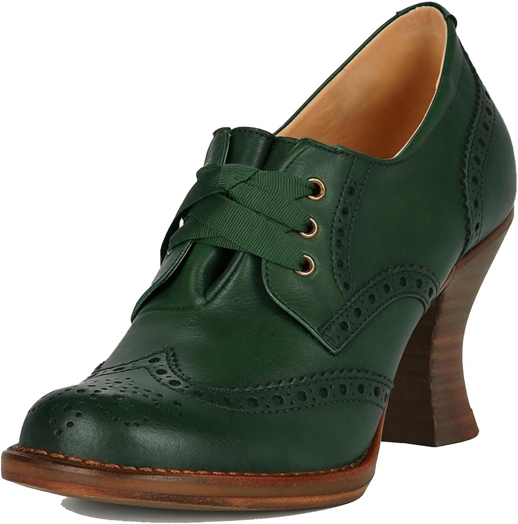 Women Kitten Heel Oxford Loafers Round Toe Lace UP Oxford Pumps Slip On Bow Loafer Pumps 2" Stacked Chunky Heel Dress Shoes Retro British Oxford Heels Work Ladies 4-11 M US