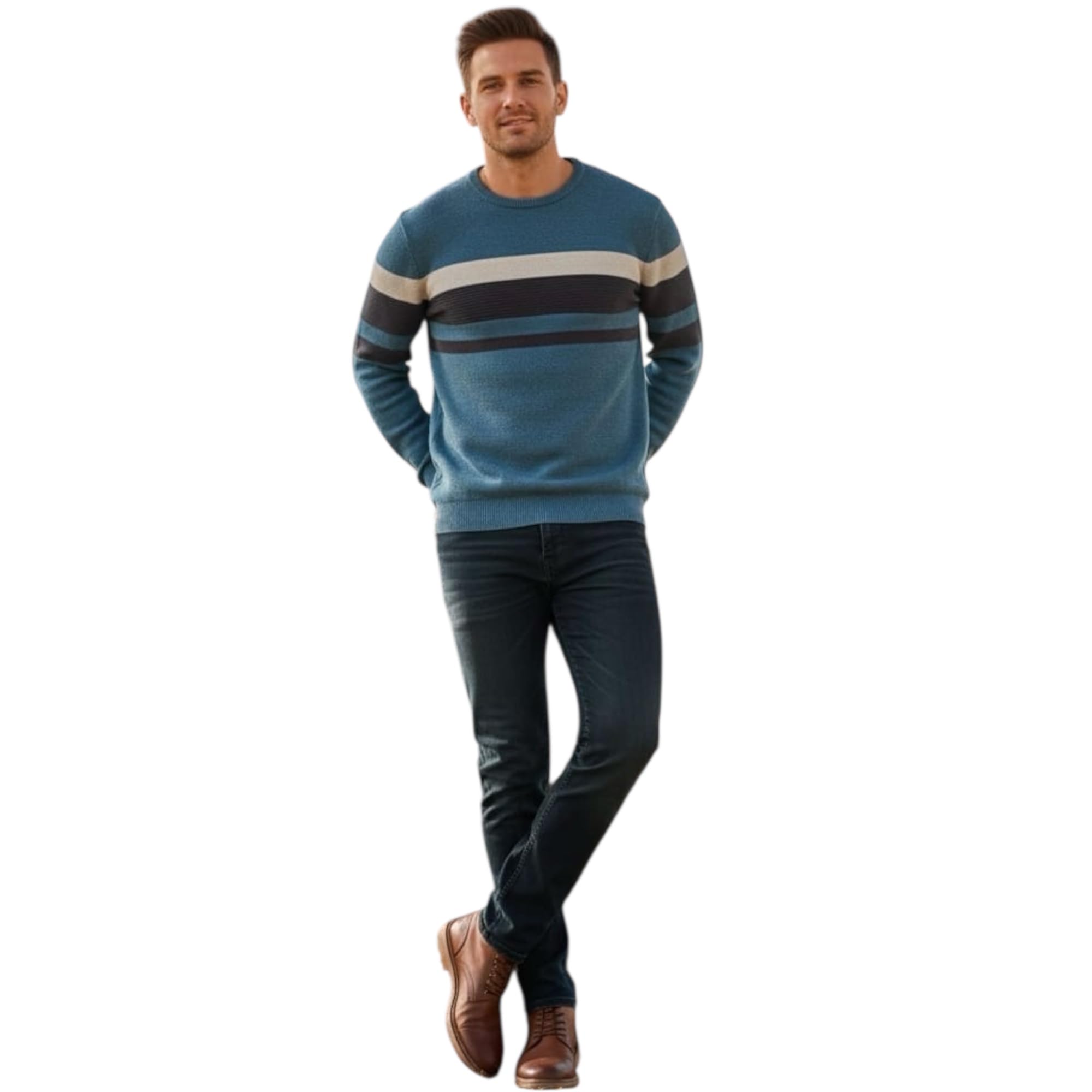 Premium Mens Knit Sweater with Full Sleeves Soft Winter Fabric Crew Neck Design Comfortable Fit for Casual Wear Daily Use and Layered Styling-image-3