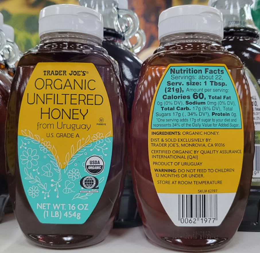 Miniatura 2 de Trader Joe's Organic Unfiltered Grade A Honey 16oz 454g (Two Bottles)