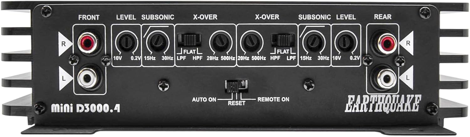 Earthquake MiNi D3000.4 Full-Range Class D 4-Channel Car Speaker Amplifier, 3000W Max Power, Black