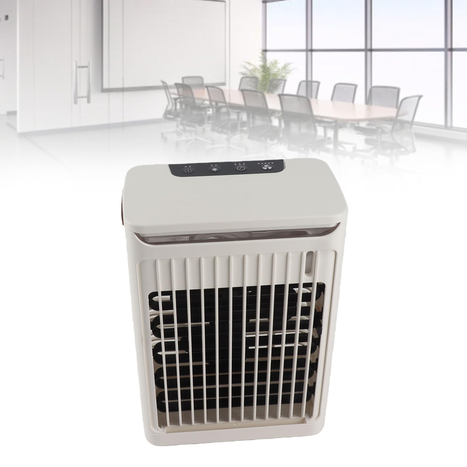 Aire acondicionado portátil, 2 nieblas frías, ventilador de 5 velocidades, 7 LED, tanque de 680 ml, mini enfriador USB, humidificador de niebla para oficina en casa