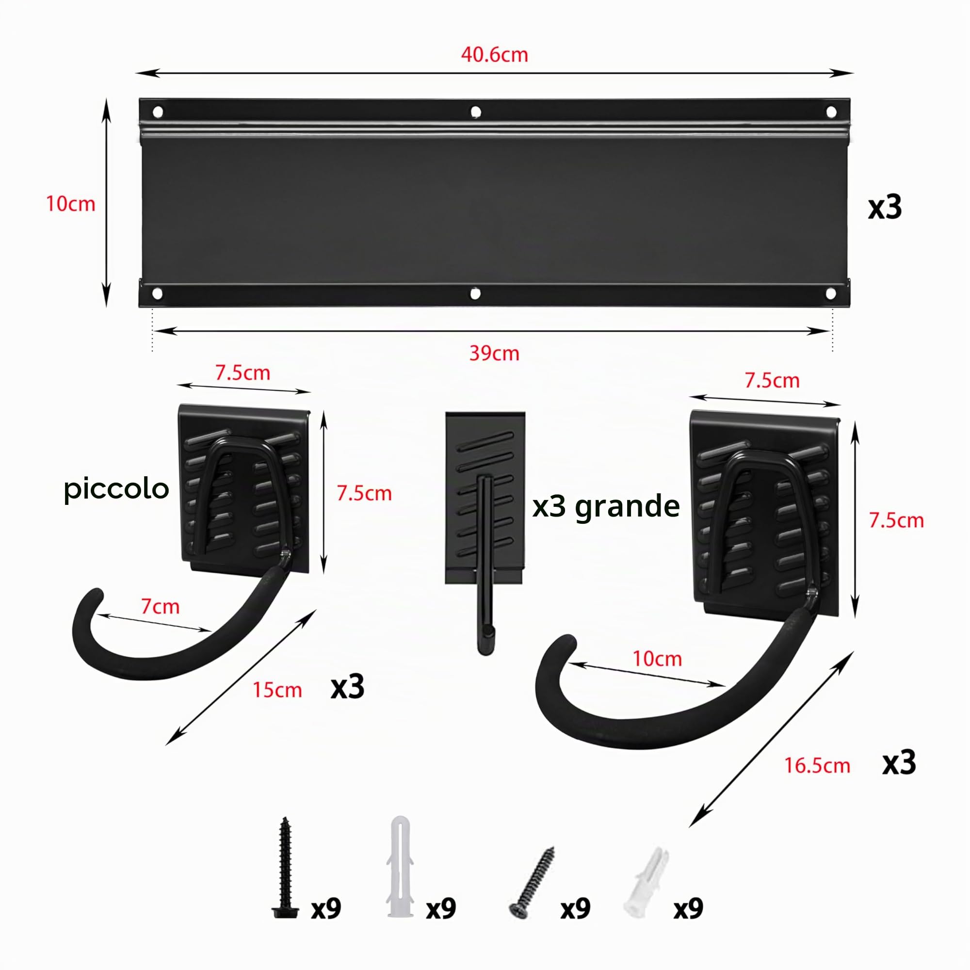 Mimoke Supporto da parete per bicicletta verticale, regolabile, per bicicletta elettrica, mountain bike e bici da strada, supporto da parete per biciclette e ganci per casco (per 6 biciclette)