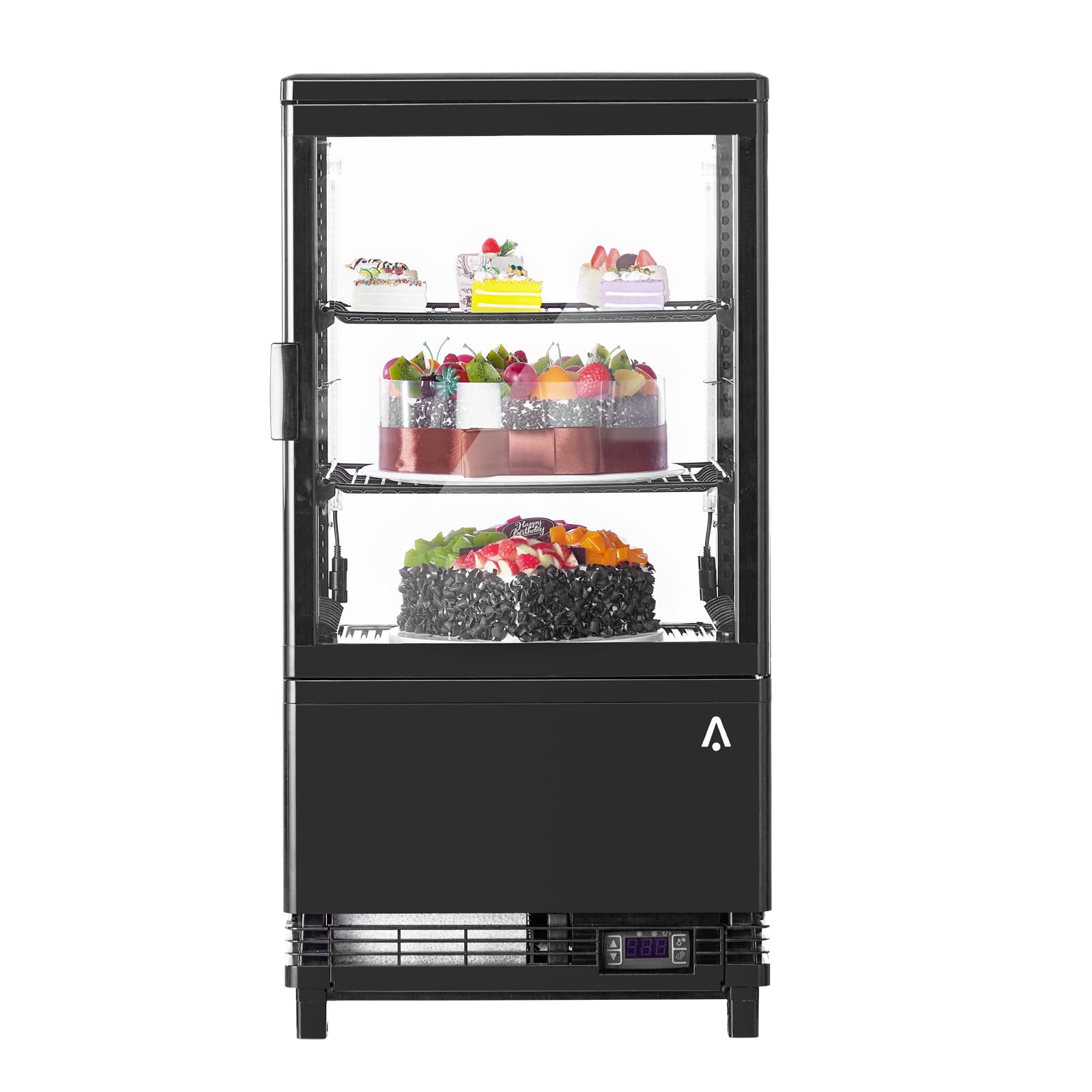 Refrigerated Display Case, Countertop Pastry Display Case  Commercial Display Refrigerator with LED Lighting, Frost-Free Air-Cooling,  Locked