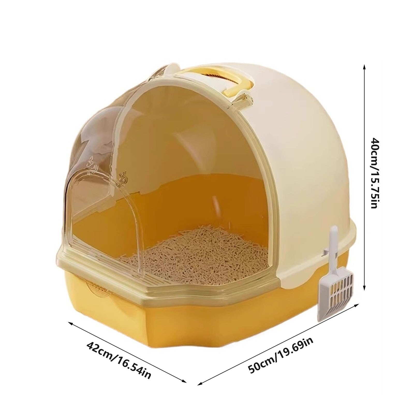 Solo para perros y gatos Arenero para gatos, inodoro totalmente cerrado con puerta, gran arenero para gatos, antisalpicaduras, arena para gatos, artículos para mascotas para interiores (amarillo)