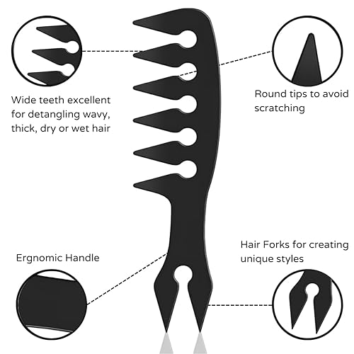 Miniatura 3 de Peine de dientes anchos  Peine de dientes anchos suave y resistente para rizos  Peine rizado para cabello largo húmedo o rizado  Peine resistente al
