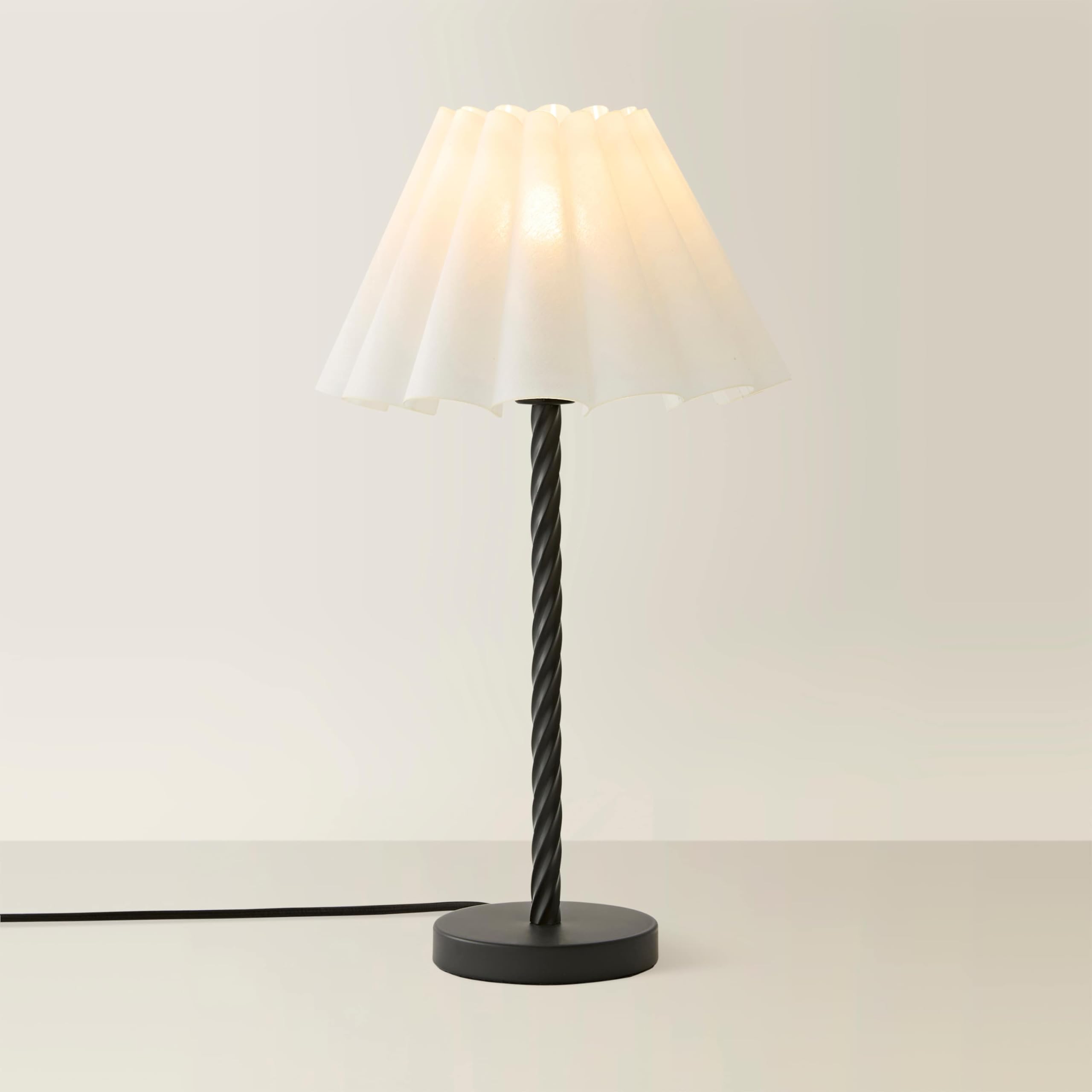 ValueLights | Maura White Scallop Pleated Tapered Shade Matte Black Twist Table Lamp | Table Lamps, Home Décor & Improvement Essential