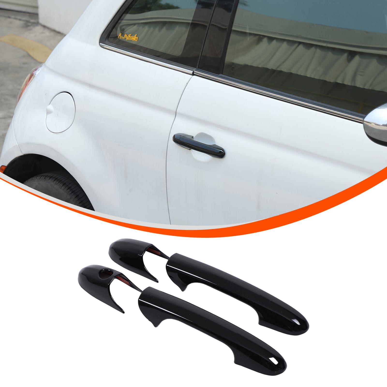 Copertura per Maniglia Esterna dell'auto, Adatta per F@iat 500 2007 – 2024, Adesivo Esterno in Carbonio ABS, Accessorio Esterno per Auto, Adatto per F@iat 500 (Pianoforte Nero)